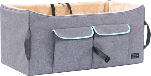 Vista 12 de Petsfit Asiento de automóvil para perros pequeños, asiento elevador de automóvil de viaje para mascotas con cinturón de seguridad, cojín lavable