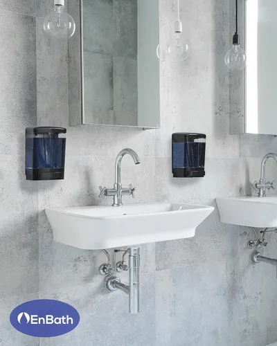 Vista 7 de Dispensador de jabón comercial de pared para baño (paquete de 2), dispensador de jabón de manos y desinfectante montado en la pared para el hogar