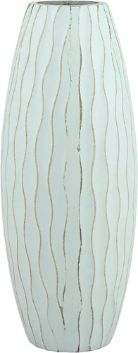 Vista 9 de Stonebriar - SB-5076B Florero de madera alto con textura vintage azul océano pálido, 12 pulgadas