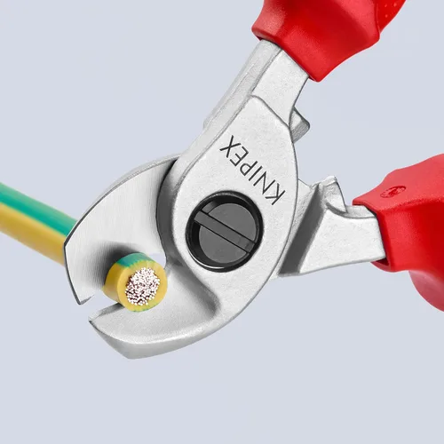 Vista 4 de Knipex 95 26 165 Tijeras de cable 6,5" con resorte de apertura con agarre suave probado por VDE