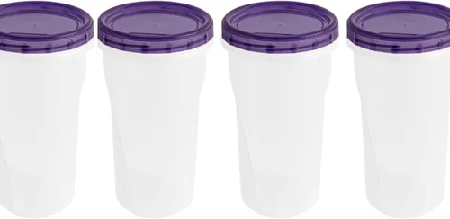 Vista 5 de [48 onzas – Azul – 4 Pk] Recipientes grandes de almacenamiento de alimentos para delicatessen, 48 onzas, apilables, reutilizables, Mirowave, aptos