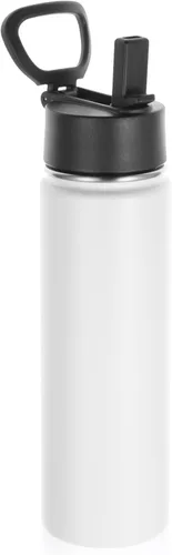 Vista 42 de Volhoply Botellas de agua aisladas de 22 onzas con tapa con popote, botella deportiva de acero inoxidable con asa, vasos de agua de viaje de metal