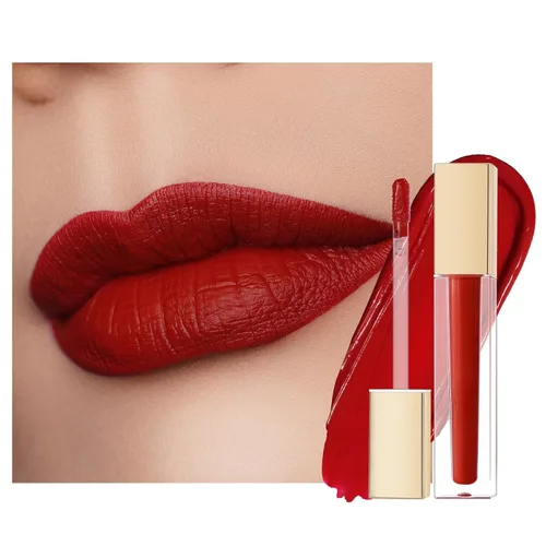 Vista 14 de Oulac Lápiz labial mate rosa para mujeres, lápiz labial líquido duradero de color rosa intenso, color de labios de alto impacto con cobertura total