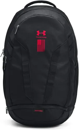 Vista 19 de Under Armour Mochila Hustle 5.0 unisex (004) negro / negro jaspeado medio / brillo dorado metálico