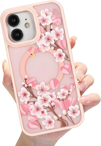 Vista 34 de Compatible con el teléfono 13 Pro - Funda magnética mate translúcida, de lujo, a prueba de golpes, magnética y con bonito patrón de flores, carcasa