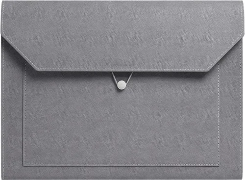 Vista 5 de Carpeta de archivos A4 de piel sintética, soporte para documentos, 2 bolsillos, cartera con sobre, con cuerda elástica, expansión de 3/4 pulgadas