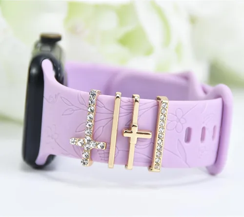 Vista 2 de Abrazaderas de Correa de Reloj - Anillos Decorativos Compatibles con Correas de Cuero de Silicona para Apple Watch - Accesorios de Correa Deslizante