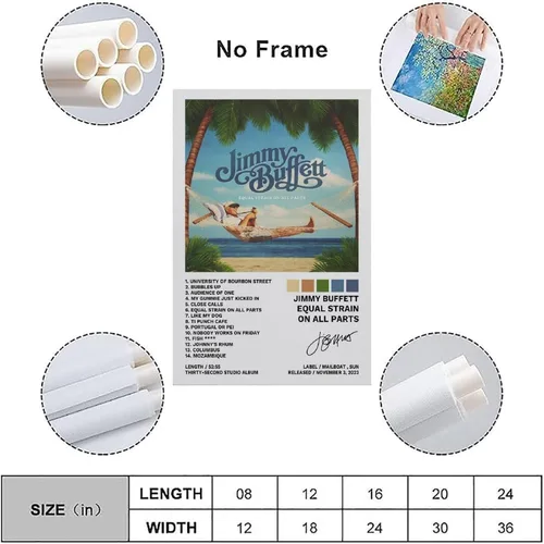 Vista 3 de Jimmy Buffett 'Equal Strain' - Póster de pared de lienzo de 16 x 24 pulgadas para decoración moderna de dormitorio familiar