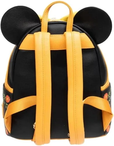 Vista 6 de Loungefly Mini-mochila Minnie Mouse Dia de los Muertos Sugar Skull, Amarillo, negro, blanco