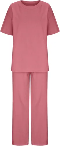 Vista 25 de Conjuntos de verano de 2 piezas para mujer, conjuntos elegantes y casuales de color liso, para verano, otoño, cuello redondo, tops y pantalones
