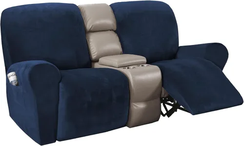 Vista 13 de H.VERSAILTEX Fundas elásticas de terciopelo para sillón reclinable, 6 piezas, fundas para loveseat reclinable de 2 cojines, fundas para sofá