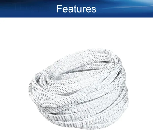 Vista 3 de Bettomshin 1 funda de organización de cables de 32.8 pies (32.8 ft), protector de cable PET plateado y blanco, protector de cable PET de 5/16