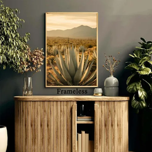 Vista 5 de Arte de pared de paisaje del desierto, arte en lienzo de agave, imágenes de cactus del desierto, cuadros de fotografía de naturaleza, cuadros
