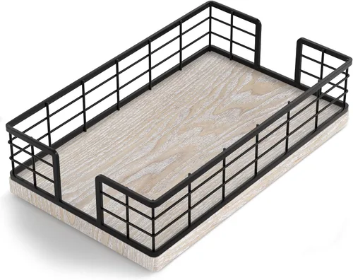 Vista 24 de Servilletero para mesa, dispensador de servilletas de hierro de acacia para cocina, mesa de comedor, granja, cóctel, picnic, soportes de madera