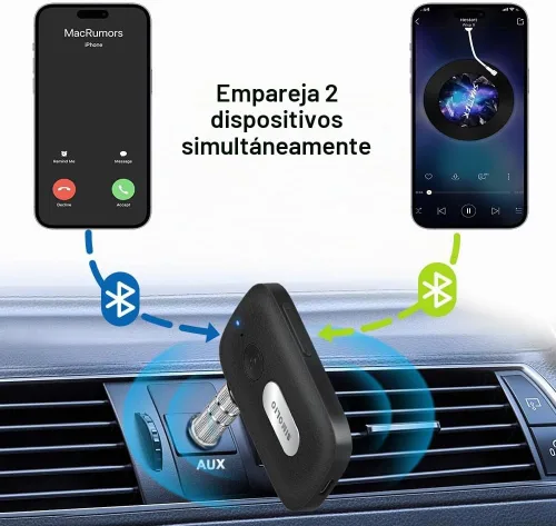 Vista 8 de SIMOLIO - Receptor Bluetooth para coche con AUX, llamadas manos libres y control de volumen