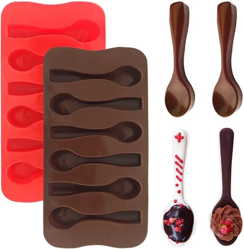 Vista 10 de YuCool Paquete de 3 moldes de silicona de Navidad para chocolate y caramelos, pequeños moldes de silicona para hornear – rojo, verde, rosa
