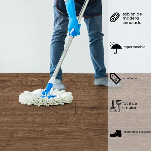 Vista 2 de Oxdigi Rollo de piso de vinilo para despegar y pegar 24"x 118"/ 19 pies cuadrados, baldosas de piso adhesivas de madera de vinilo, adhesivos