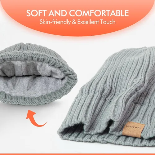 Vista 2 de zowya Ultrawarm Winter Beanie for Men & Women Thermal Lining Double-Layer Skully Thick Knit Beanie, 1-Hat