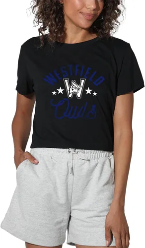 Vista 46 de Colección oficial de camisetas con diseño de mascota desgastada para mujer, color negro Grizzlies del estado de Adams