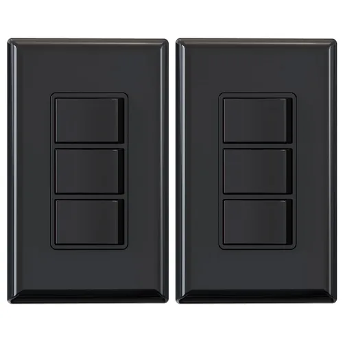 Vista 8 de ELEGRP Decorator - Interruptor basculante triple, paleta eléctrica de un solo polo, 15 A 120 V en la pared, encendido y apagado automático, placa