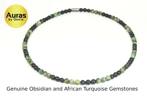 Vista 14 de Collar de cristal de obsidiana negra hecho a mano, collar de cuentas de piedras preciosas naturales auténticas, curación, protección, talismán mala