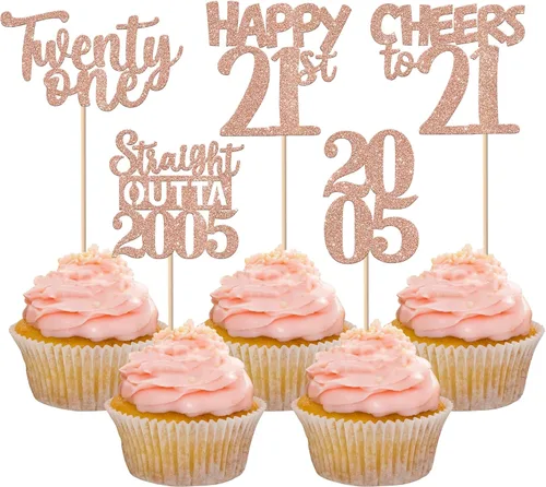 Vista 103 de 30 piezas negras para cupcakes de 10.º cumpleaños con purpurina Ten Happy 10 Straight Outta 2016 para saludos a 10 años 10 cumpleaños, boda Negro