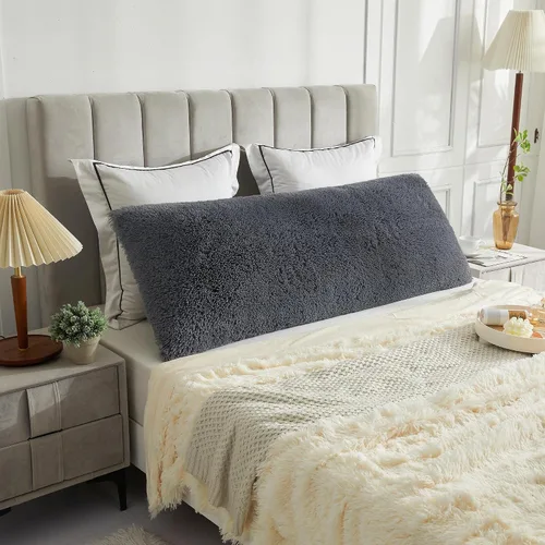 Vista 11 de LIFEREVO Funda de almohada corporal de pelo sintético desgrenado, funda de almohada lumbar súper suave y de pelo sintético para sofá o cama, funda