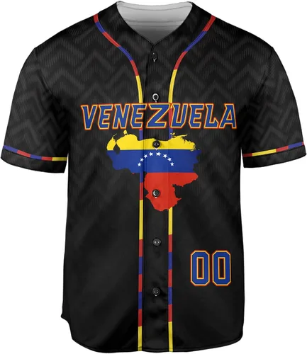 Vista 3 de Camiseta de béisbol personalizada de Venezuela para hombres, camiseta de béisbol personalizada de Venezuela, camiseta de fútbol de Venezuela