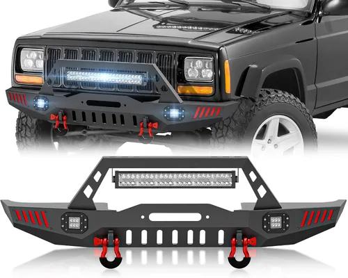 Vista 11 de Parachoques delanteros y traseros para Cherokee XJ compatibles con Cherokee XJ 1984-2001 (2/4 puertas) parachoques todoterreno con placa