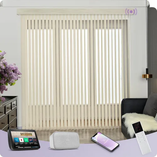 Vista 9 de Graywind Persianas verticales motorizadas compatibles con Alexa Google Privacidad reversibles opacas persianas verticales inteligentes control