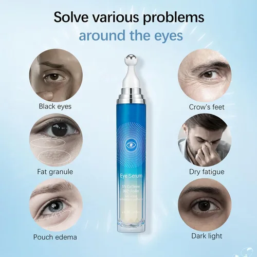Vista 4 de Suero de ojos con 5% de cafeína, crema antienvejecimiento para debajo de los ojos para ojeras, hinchazón, arrugas y líneas finas, crema coreana