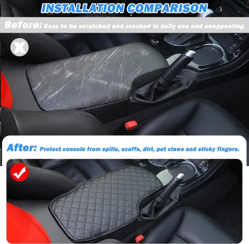 Vista 2 de Almohadilla de consola central de automóvil para Chevrolet Corvette C6 2005-2013, funda de reposabrazos de automóvil, cojín de cuero, impermeable