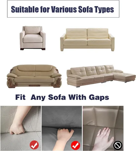 Vista 4 de Morbuy Funda súper elástica para sofá, 4 piezas de elastano, funda de sofá modular de color sólido con parte inferior elástica, protector de muebles