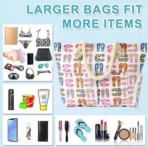 Vista 7 de weallbuy Bolsas de playa para hombres y mujeres, impermeables, a prueba de arena, 30 litros, bolsa de playa de lona grande con zapatos y cremallera