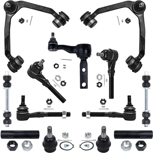 Vista 12 de Detroit Axle – 12 brazos de control superiores e inferiores delanteros con rótulas, barras de unión exteriores e interiores con topes, barras