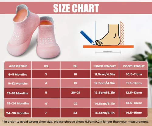 Vista 7 de Dookeh Zapatos de bebé para niños y niñas, zapatos de primera caminata, antideslizantes, suela suave, zapatos de calcetín para bebés