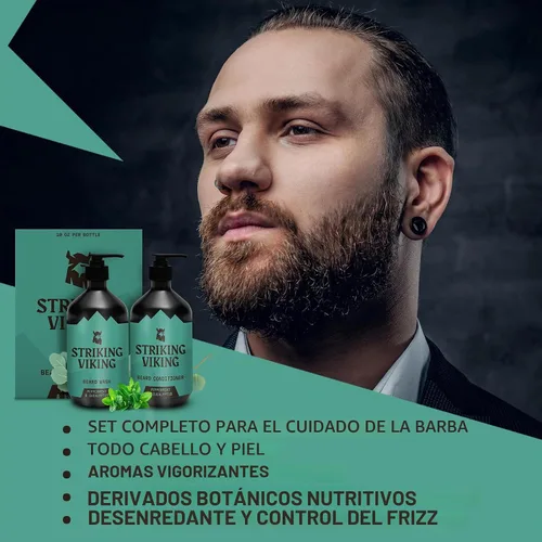 Vista 6 de Striking Viking Champú y acondicionador para barba - 10 onzas cada uno