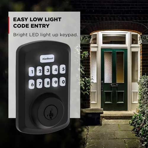 Vista 7 de Kwikset Powerbolt 250 - Cerradura electrónica de transición con teclado de 10 botones, color negro mate, con cómoda entrada sin llave, códigos
