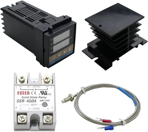 Vista 2 de INFRI REX-C100 Digital RKC PID Thermostat Temperature Controller Digital REX-C100/ 40A SSR Relay/K Thermocouple Probe/Heat Sink(RKC-C100)