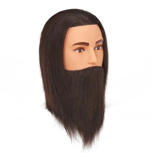 Vista 4 de Cabeza de maniquí de 8-10 pulgadas, 100% cabello humano, cabeza de entrenamiento de peluquería, cabeza de maniquí para entrenamiento, cosmetología