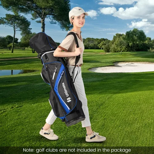 Vista 9 de Bolsa de carrito de golf Tangkula con divisores superiores de 14 vías, bolsa ligera para palos de golf con 9 bolsillos, bolsa con enfriador, soporte