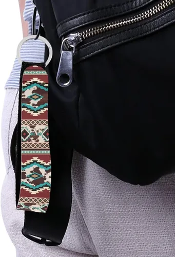 Vista 6 de FKELYI Llavero de pulsera con anillo de metal para llaves de coche, mochilas, bicicletas
