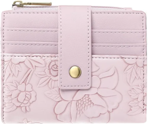 Vista 8 de SENDEFN Billeteras pequeñas para mujer, con bloqueo RFID, de cuero, plegable, para tarjetas de crédito, bolsillo con cremallera y ventana