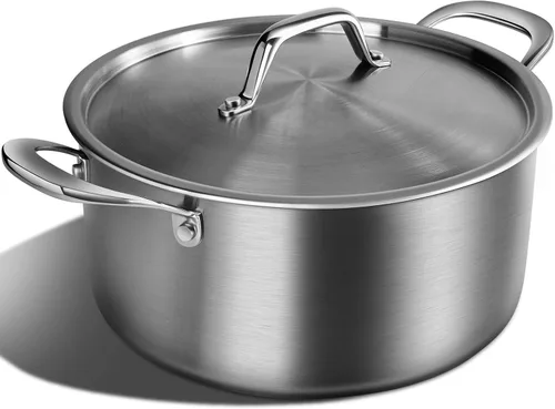 Vista 8 de Juego de cacerolas con tapas, 3 capas de acero inoxidable de 1.5 cuartos y 3 cuartos de galón, utensilios de cocina de grado profesional, compatible