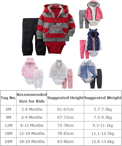Vista 5 de Conjunto de ropa cálida de invierno y otoño para niños y niñas