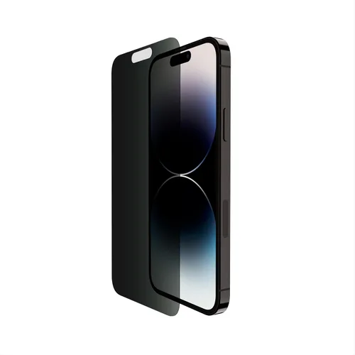 Vista 21 de Belkin ScreenForce UltraGlass Protector de pantalla con filtro de luz azul para iPhone 14 Pro, resistente a los arañazos, protección contra impactos