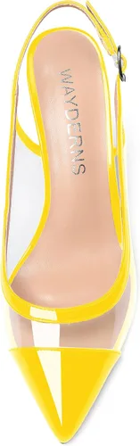 Vista 3 de WAYDERNS Zapatos de tacón alto de tacón alto con hebilla sólida de PVC para mujer