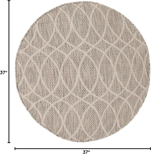Vista 2 de Unique Loom Outdoor Trellis Collection - Alfombra de área (3 pies 1 pulgada, redonda, gris claro/marfil)