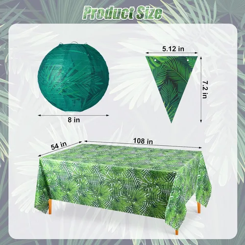 Vista 2 de Buryeah Juego de 20 piezas de decoración de cumpleaños con temática de selva, 12 linternas de papel con estampado de animales, 6 fundas de mesa