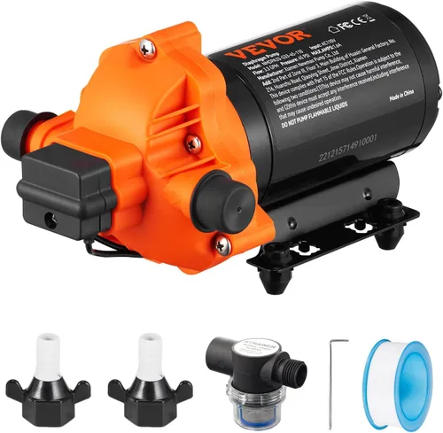 Vista 10 de VEVOR Bomba de diafragma de 12 V, 3 GPM (11.36 L/min), bomba de agua de 3 cámaras de 12 voltios CC con interruptor de presión automático 40-100 PSI